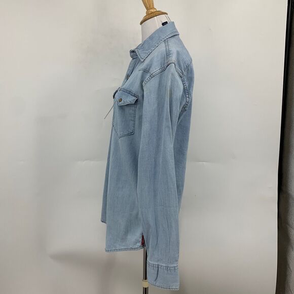 Wrangler Shirt Men Small SLIM Untuck Fit Free To Stretch Chambray Snap Button - Picture 4 of 13